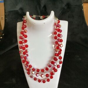 Red Aura Borealis vintage necklace